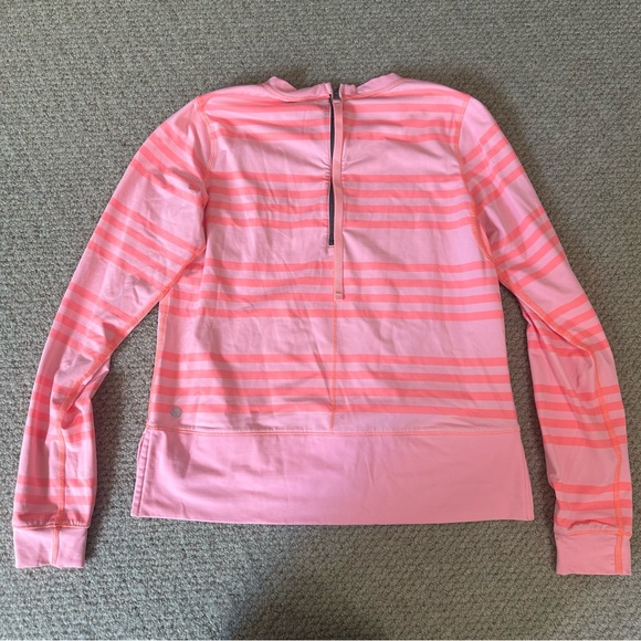 Lululemon Run: Warm Up Crew Ocean Stripe Bleached Coral / Pop Orange Sz 4 - Picture 7 of 9